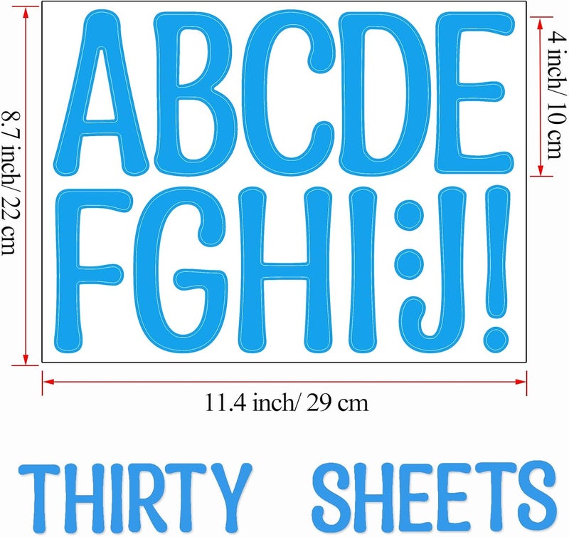 Bemeol 30 Sheets Large Letter Stickers 4 Inch Alphabet Letter Stickers Self Adhesive Sticker Letters for Bulletin Boards Classroom Home Decor(Blue) - Image 3